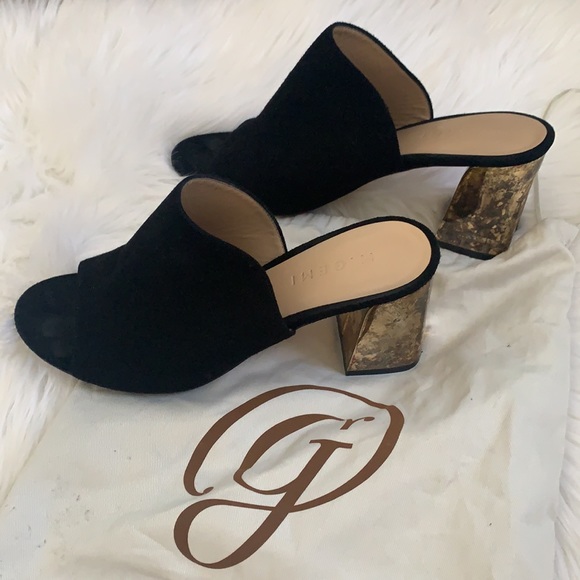 M. Gemi the Noto mule black suede with gold heel - Picture 8 of 8